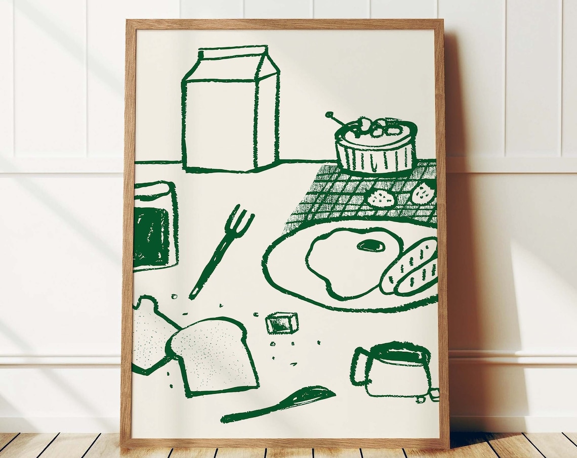 French Breakfast Retro Kitchen Art Print