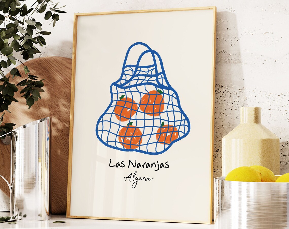 Las Naranjas Retro Oranges Kitchen Art Print