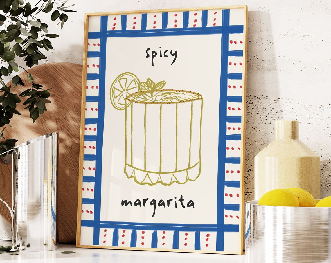 Spicy Margarita Trendy Cocktail Bar Cart Poster