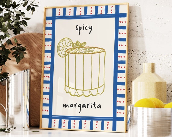 Spicy Margarita Trendy Cocktail Bar Cart Poster