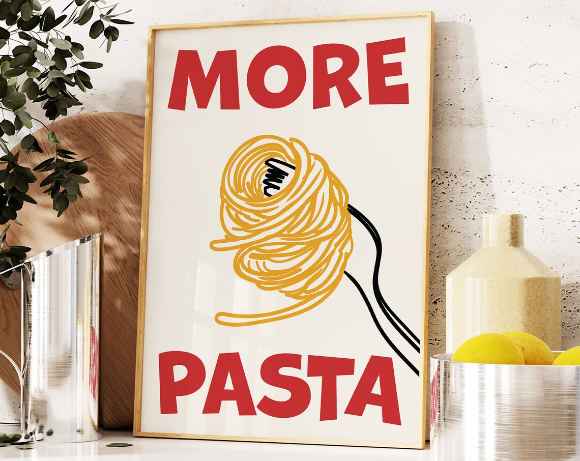More Pasta Retro Italian Food Print, Mid-Century