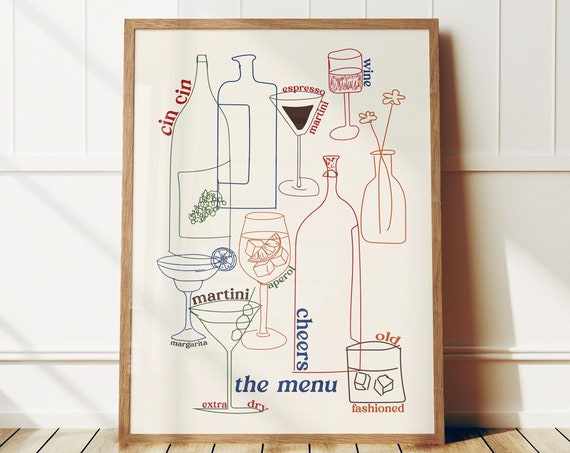 Cocktail Menu Retro Mid-Century Travel Poster