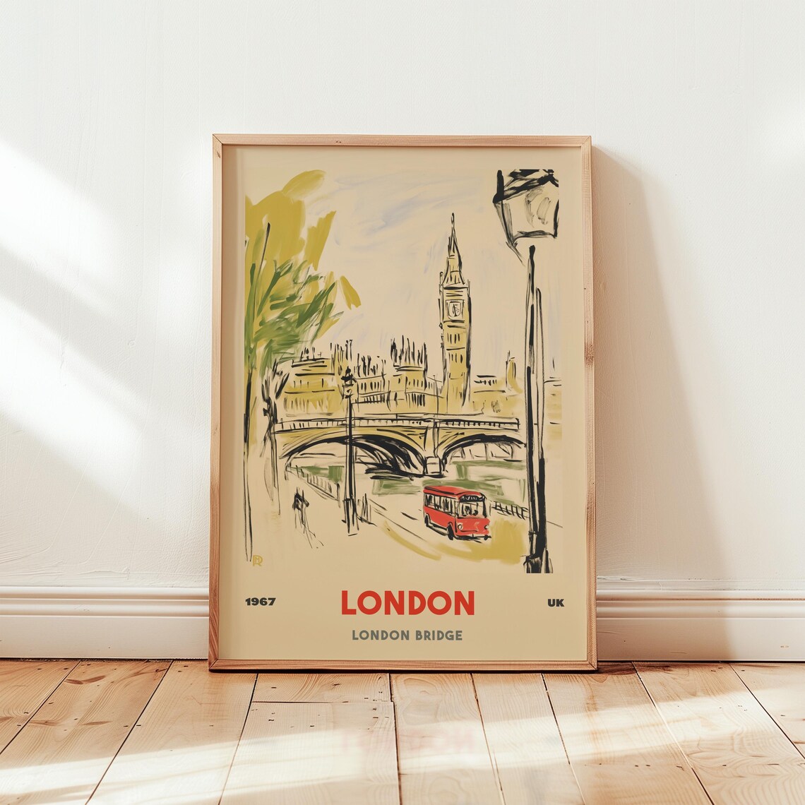 London Bridge Vintage Travel Poster, British Decor