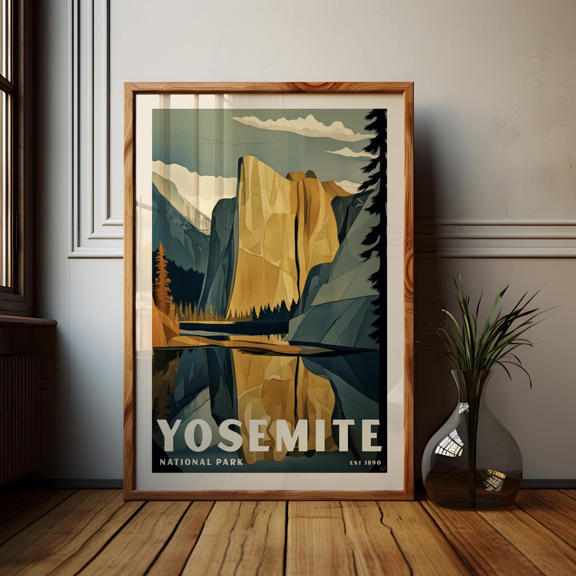 Yosemite National Park Vintage Poster El Capitan Reflection Scene Art - Image 3
