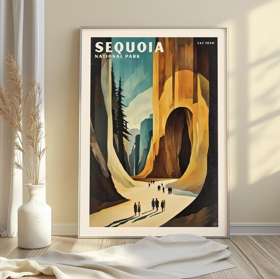 Sequoia National Park Giant Trees Tunnel Golden California Poster