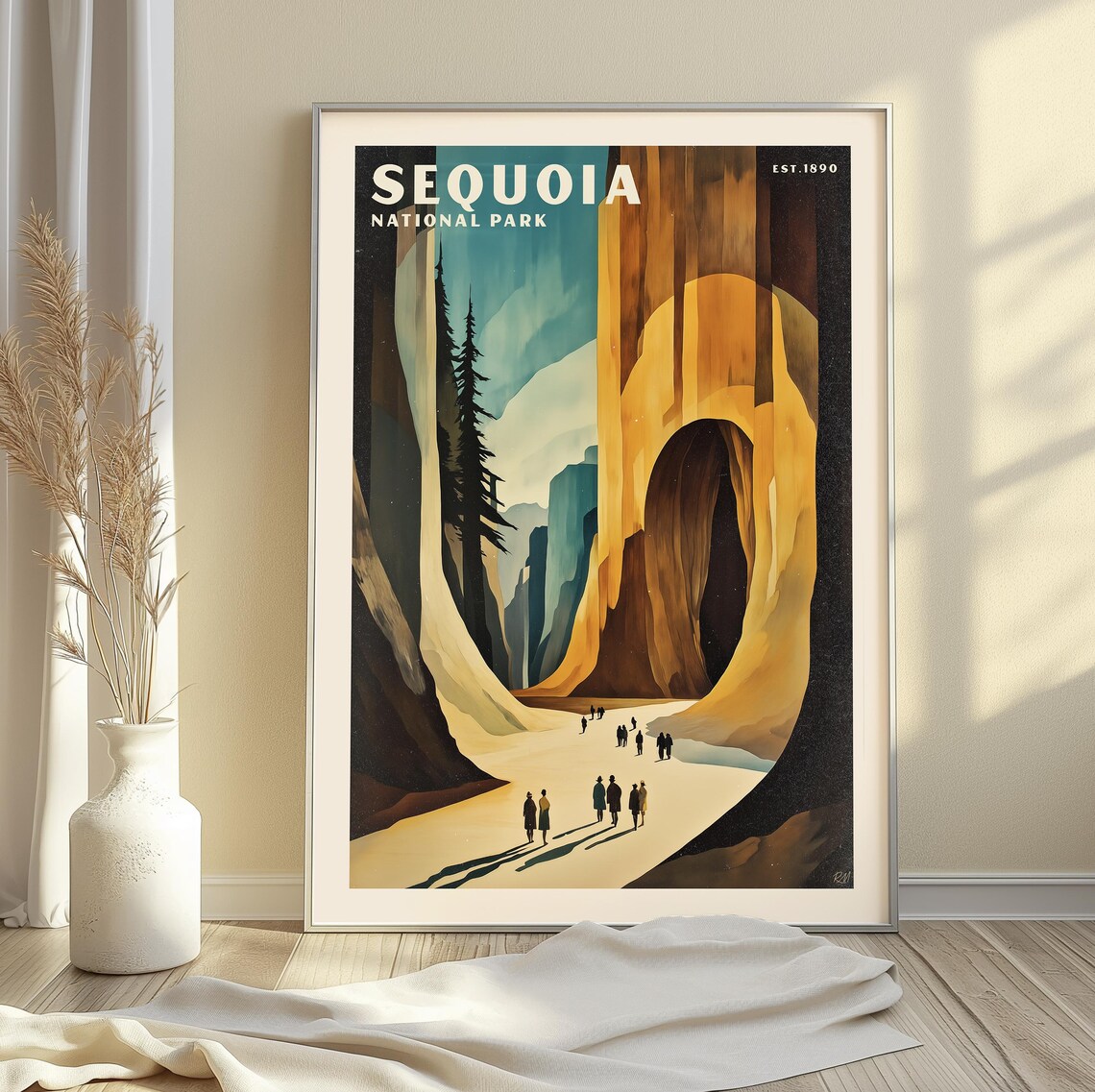 Sequoia National Park Giant Trees Tunnel Golden California Poster