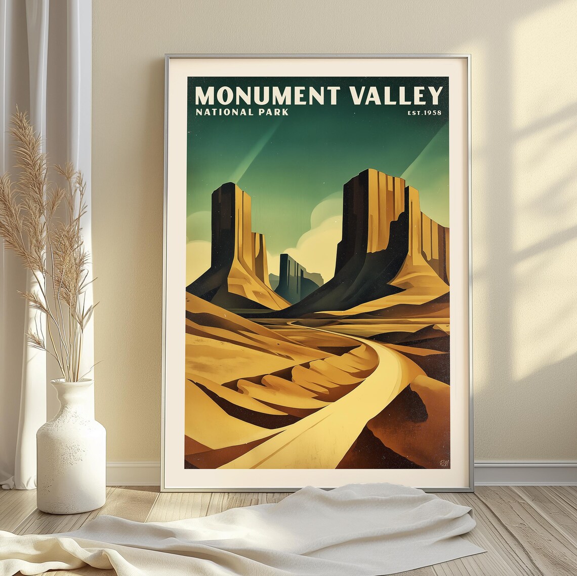 Monument Valley National Park Vintage Poster Cubist Art Print