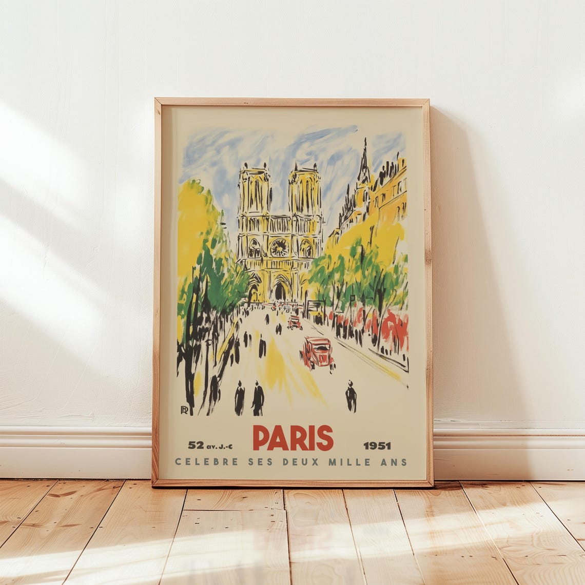 Paris Notre Dame Travel Poster Vintage France Wall Art Retro French Cathedral Illustration Iconic Paris Landmark Print European Decor