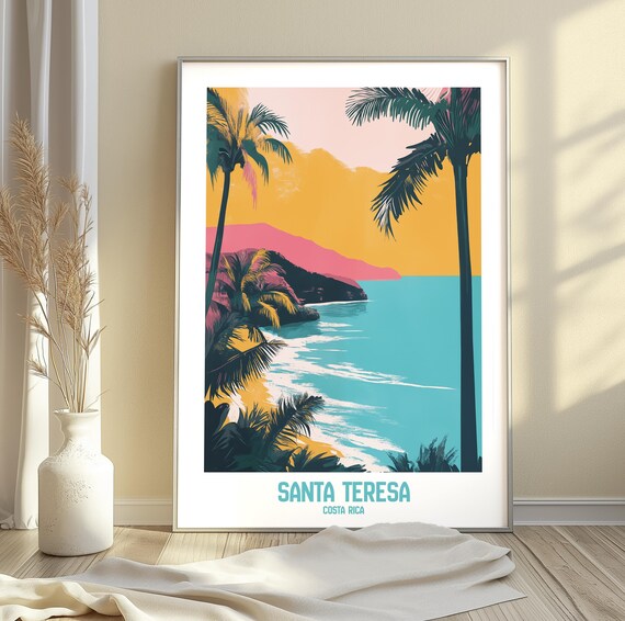 Santa Teresa Costa Rica Tropical Escape Retro Art Print