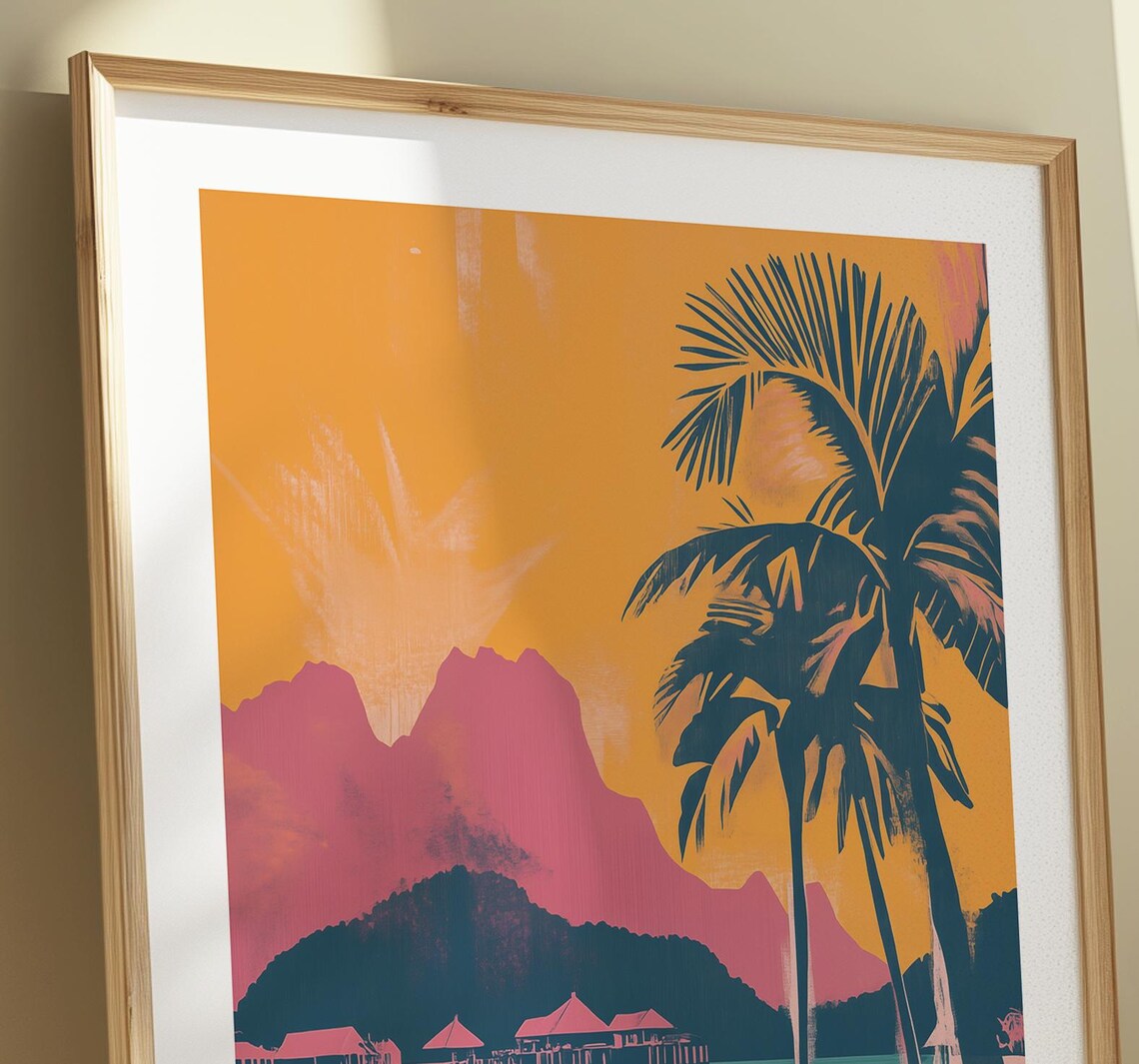 Bora Bora French Polynesia Tropical Paradise Series Retro Art Print - Image 6