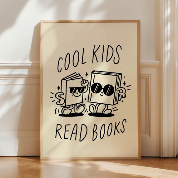 Cool Kids Read Books 2 Colors Included Art Print