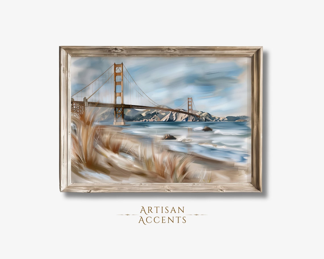 Golden Gate Bridge From Beach Dunes San Francisco Coastal Art Print