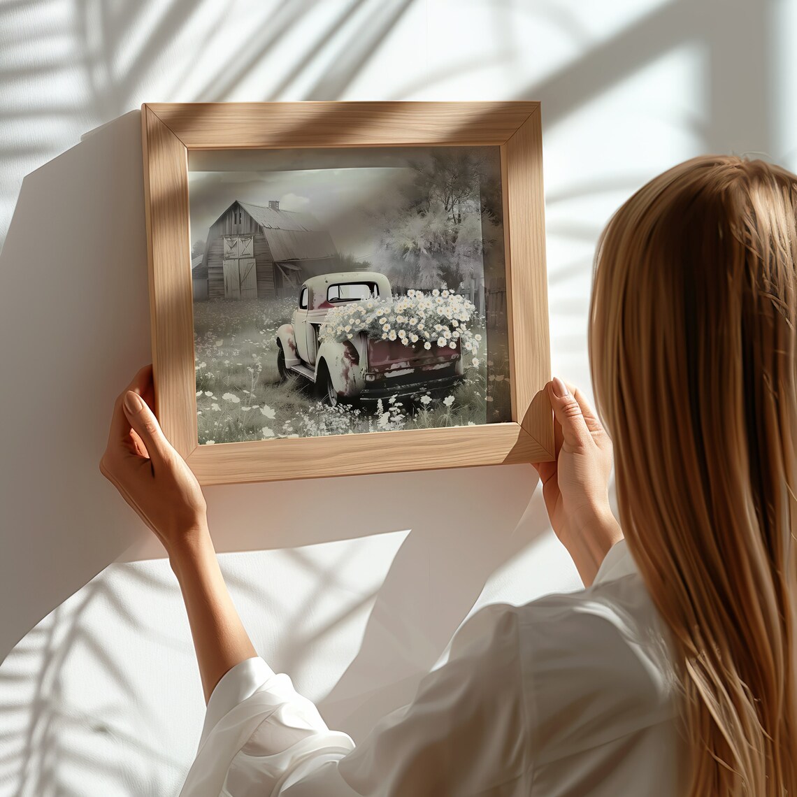Vintage Truck With Daisies By Rustic Barn Farmhouse Art Print - Image 4