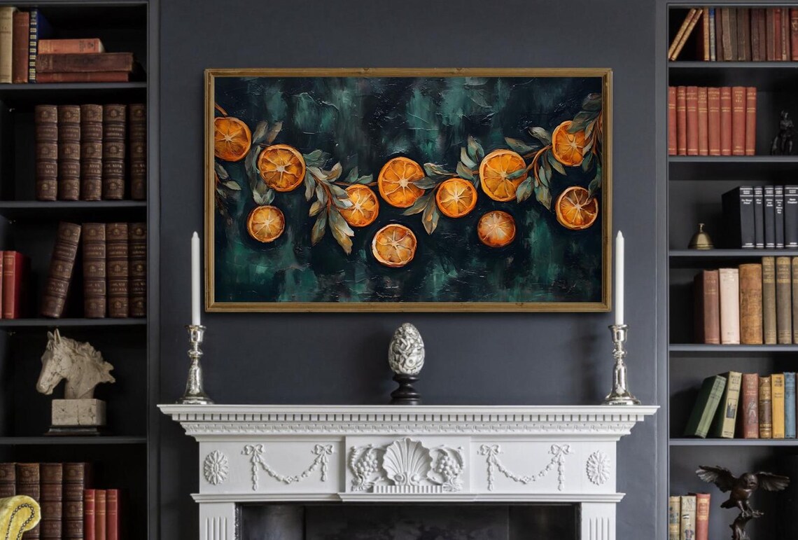Vintage Christmas Botanical Citrus Garland Art Print - Image 2