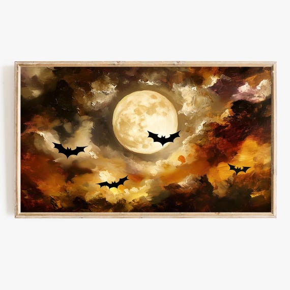 Halloween Bat Painting, Classic Spooky Art Print