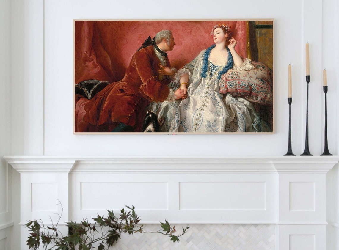 Vintage Rococo Romantic Lovers Couple Painting Spring Wall Art Poster - Image 3