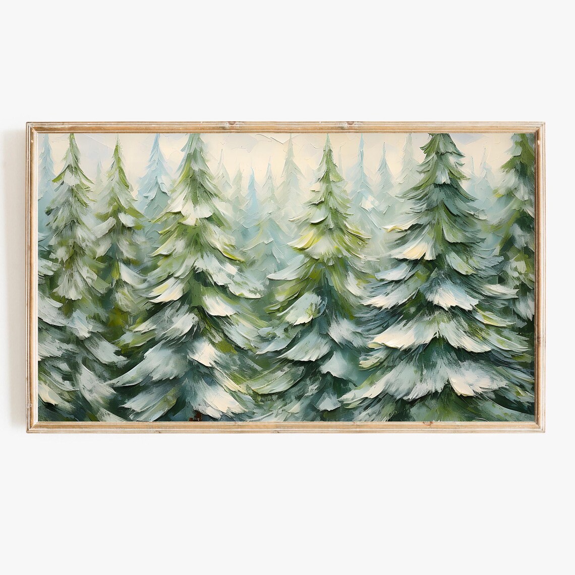 Vintage Christmas Snowy Pine Tree Art Print