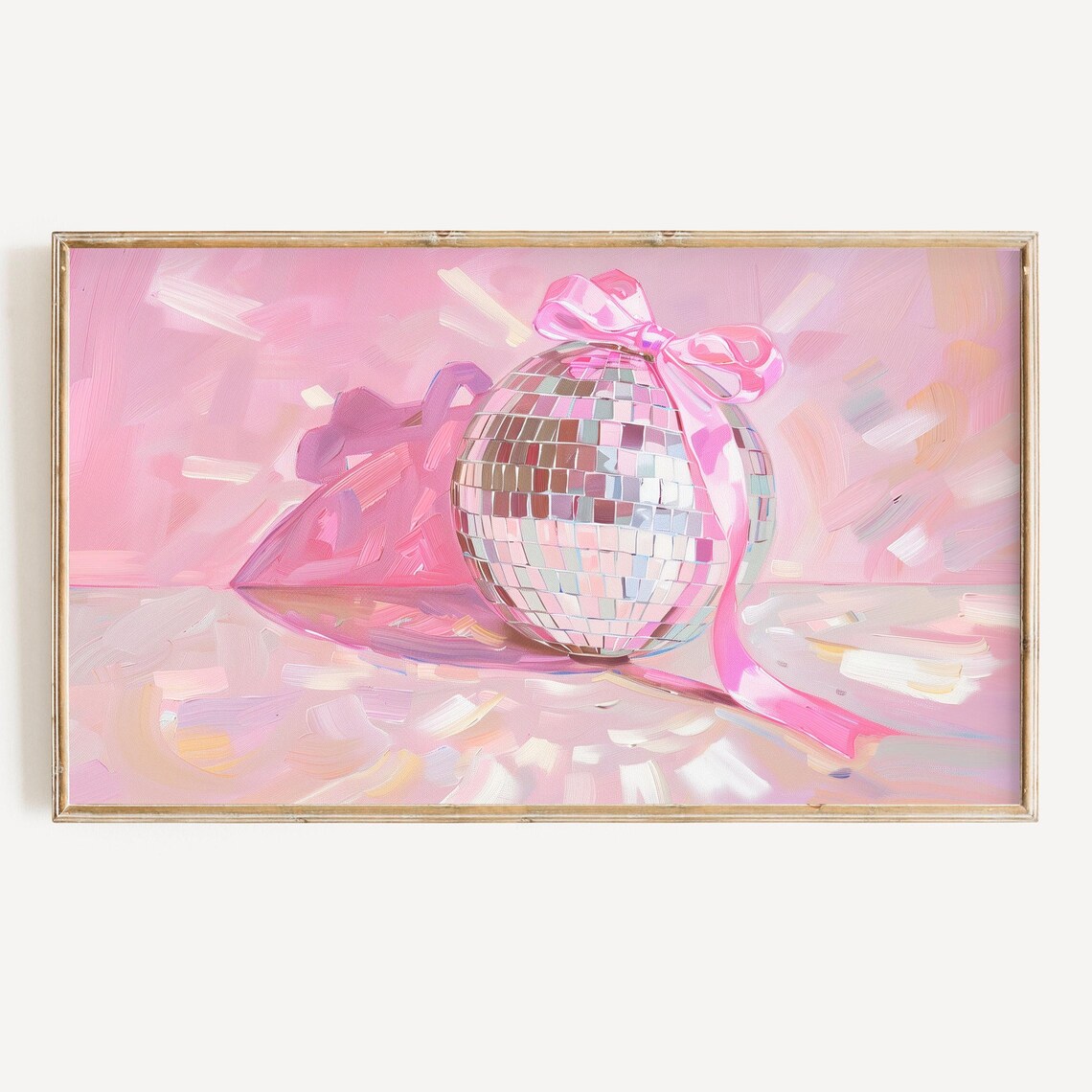Disco Ball Bow Pink Coquette Party Art Print