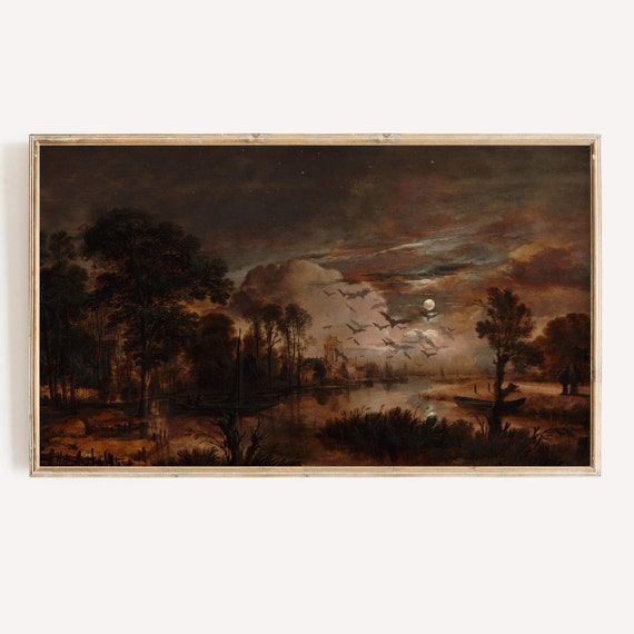 Halloween Dark Toned Fall Landscape Poster