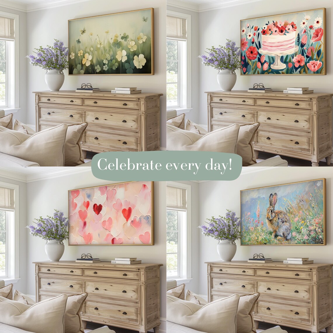 Spring Floral TV Background Bundle, Holiday Wall Art - Image 4