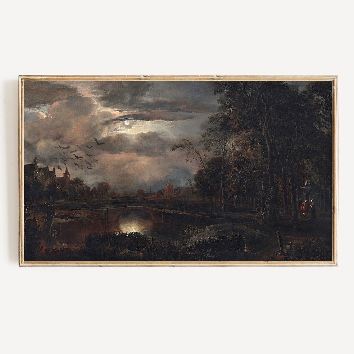Vintage Halloween Night Landscape Art Print