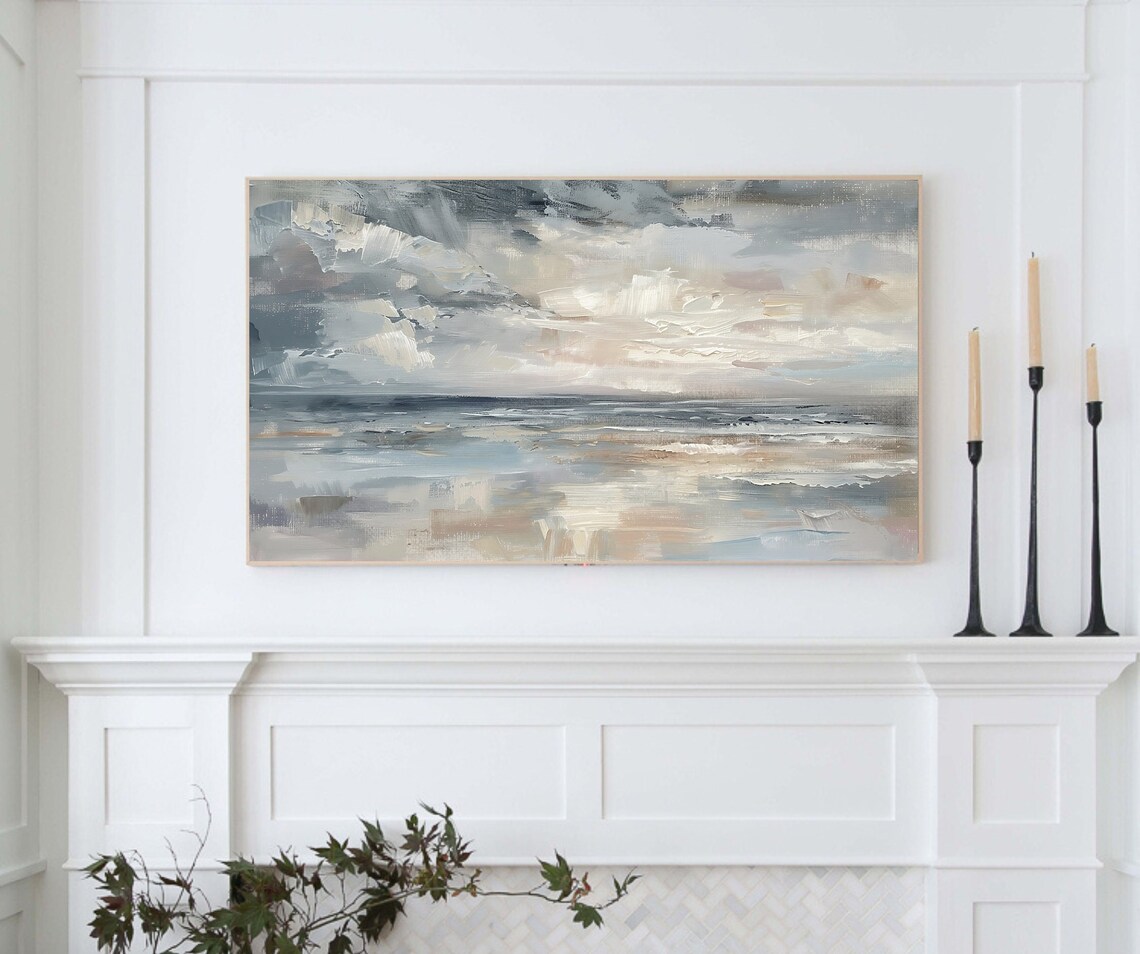 Abstract Ocean Summer Art Print, Neutral Coastal Seascape - Image 3