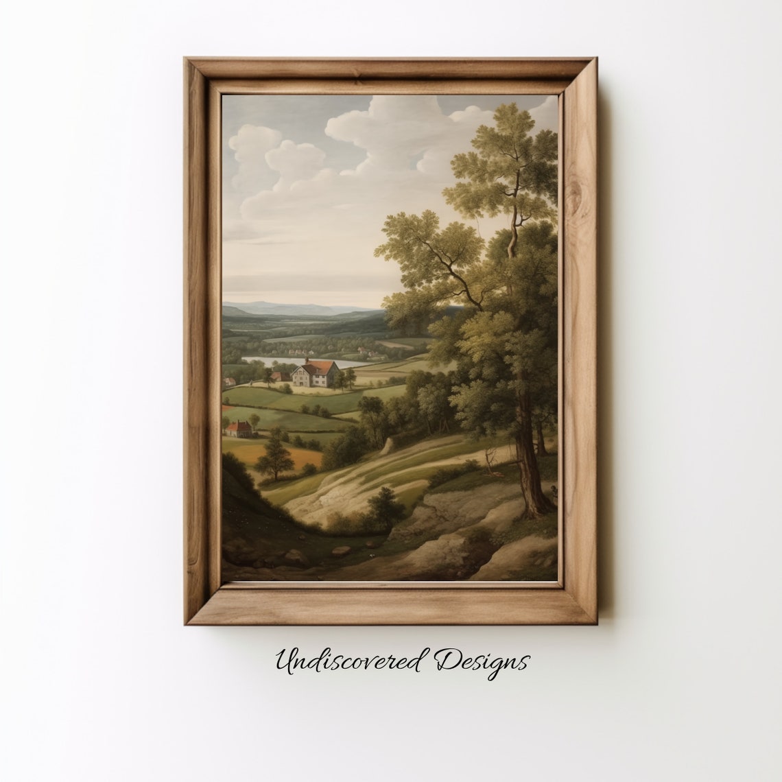 Countryside Estate Among Rolling Hills Vintage Landscape Poster