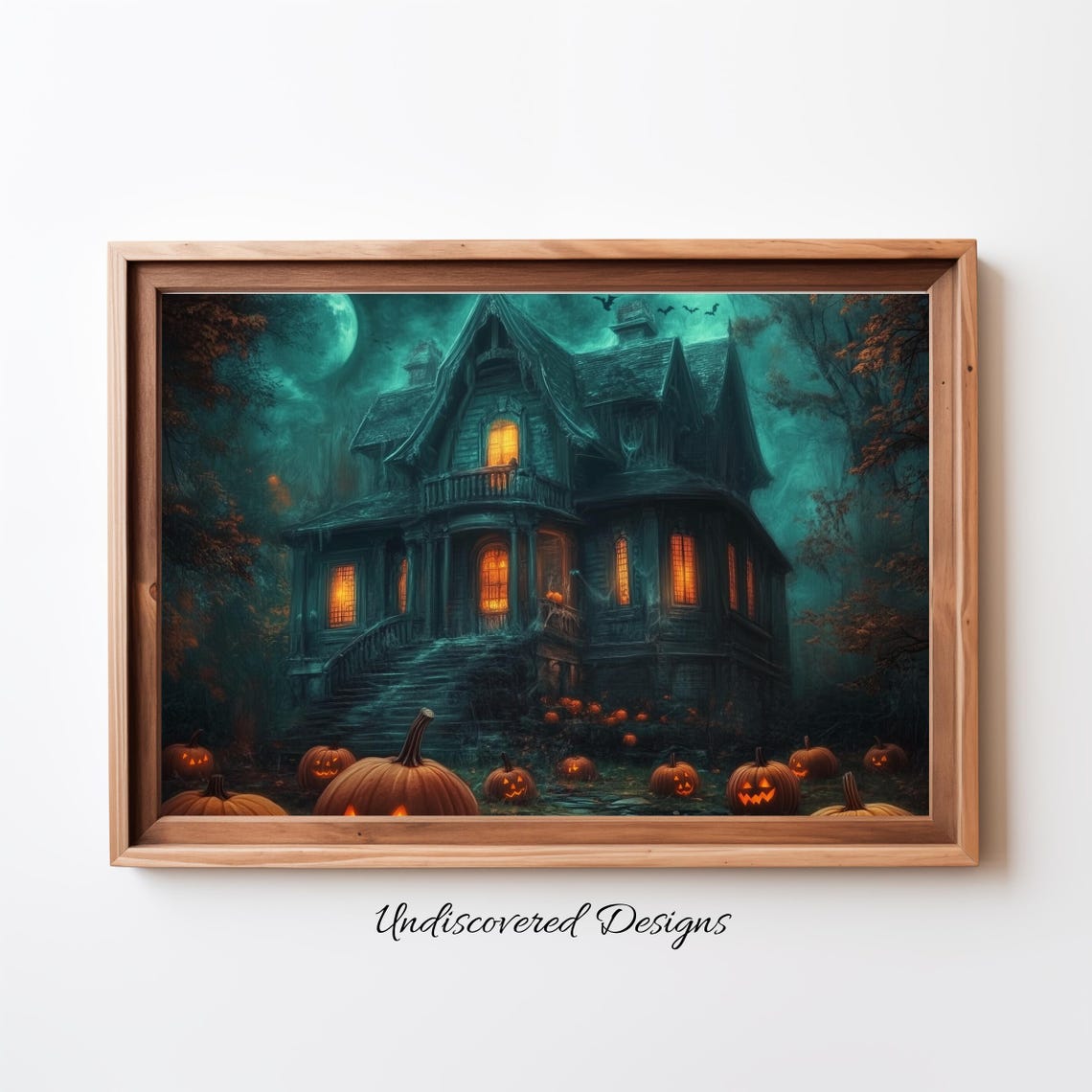 Haunted House Halloween Night Jack O Lanterns Spooky Manor Poster