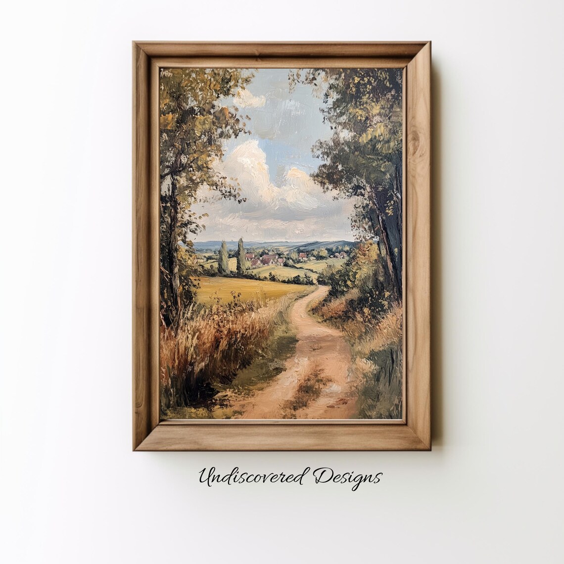 English Village Countryside Path Oil Painting Landscape Poster