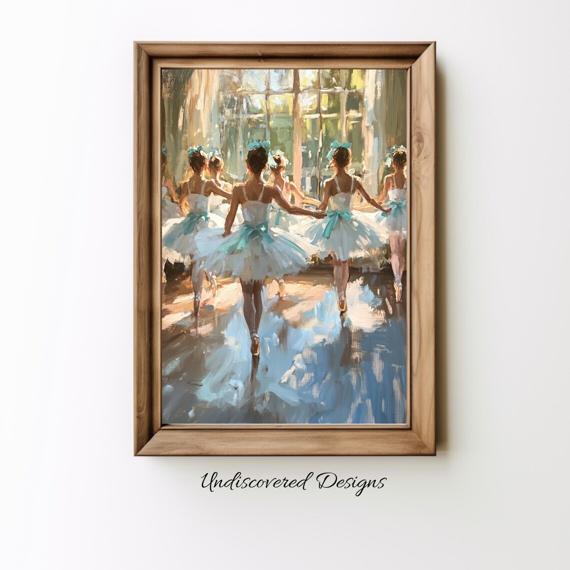 Sunlit Ballet Rehearsal With Ballerinas in Tutus Oil Painting Poster