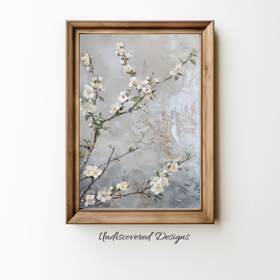Delicate Pear Blossom Branch Spring Floral Oil Painting Wall Poster