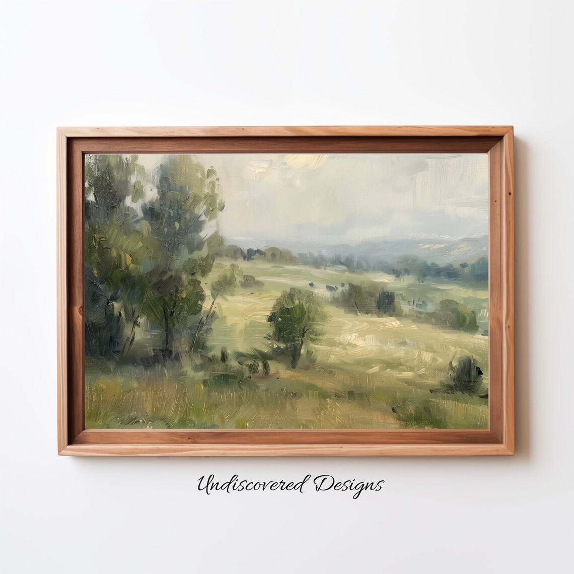 Vintage Summer Meadow Oil Painting Rustic Landscape Art Poster