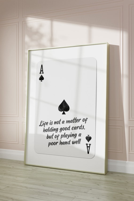 Ace Of Spades Print Trendy Playing Card Artwork Black Ace Poster Motivational Quote Wall Art Inspirational Gift Retro Art