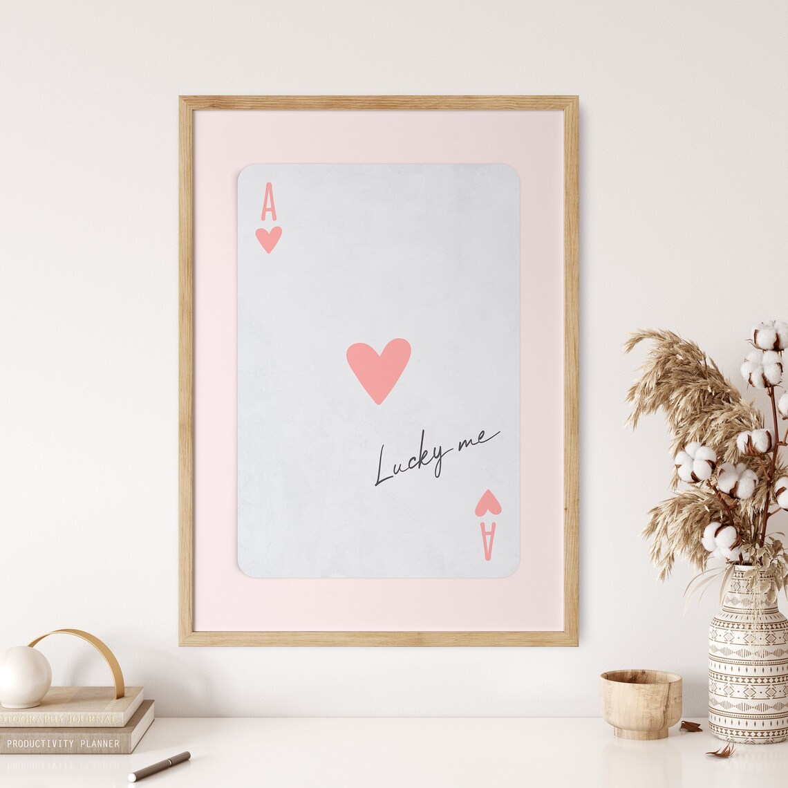 Lucky Me Ace Of Hearts Playing Card Pink Preppy Trendy Poster - Image 3