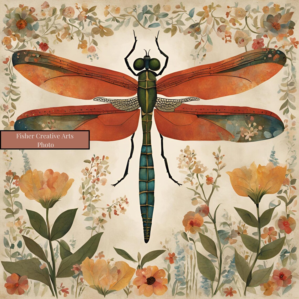 Vintage Dragonfly Ceramic Tile Art Print, Nature Decor - Image 4