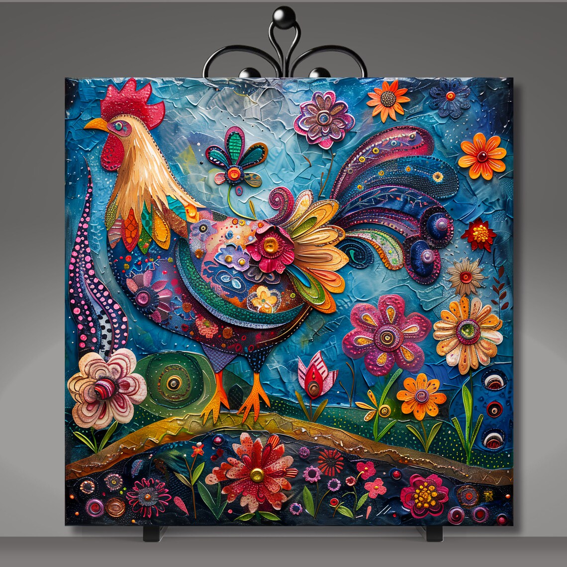 Whimsical Rooster Tile Art Print, Kitchen Decor - Image 5