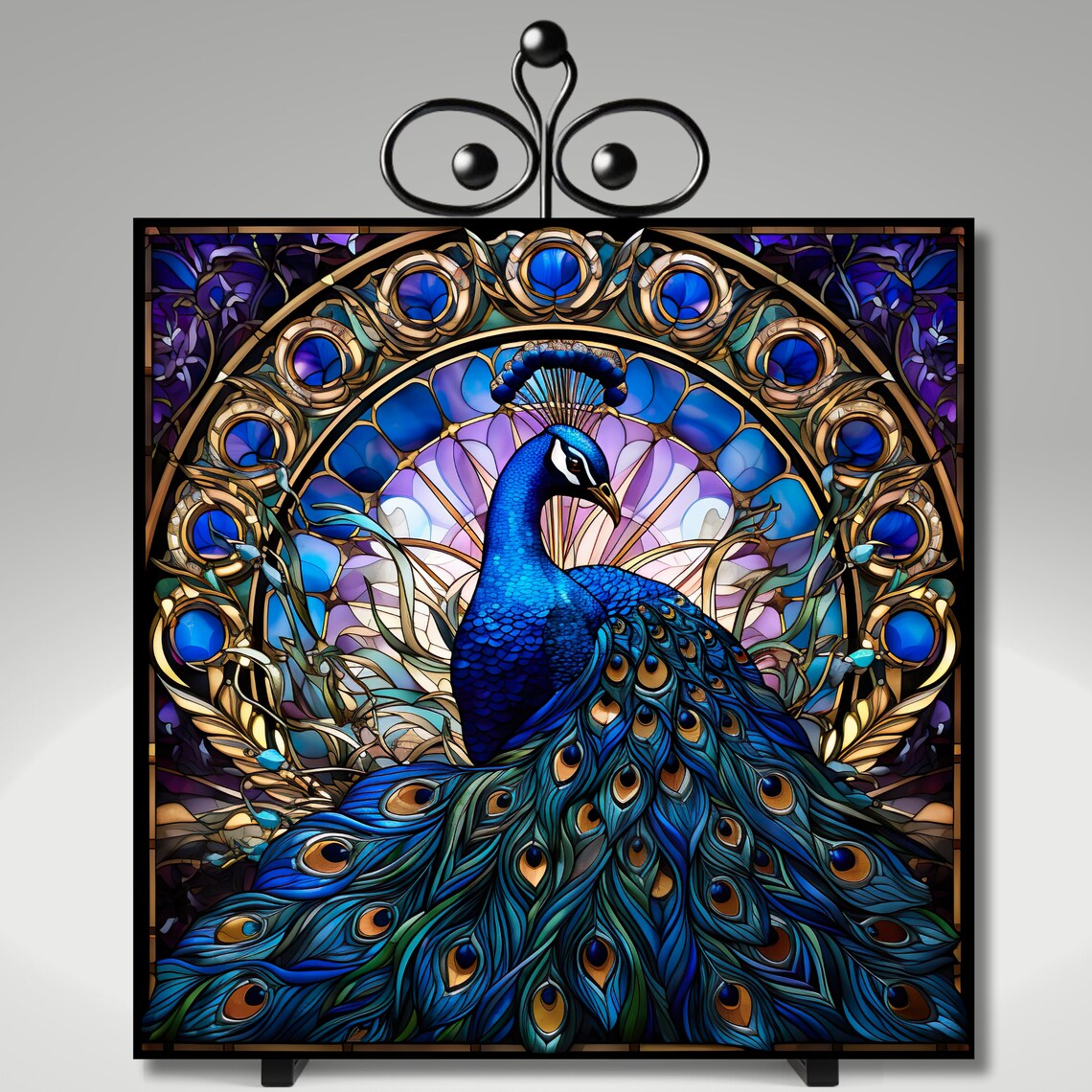 Peacock Stained Glass Effect Art Nouveau Art Print - Image 5