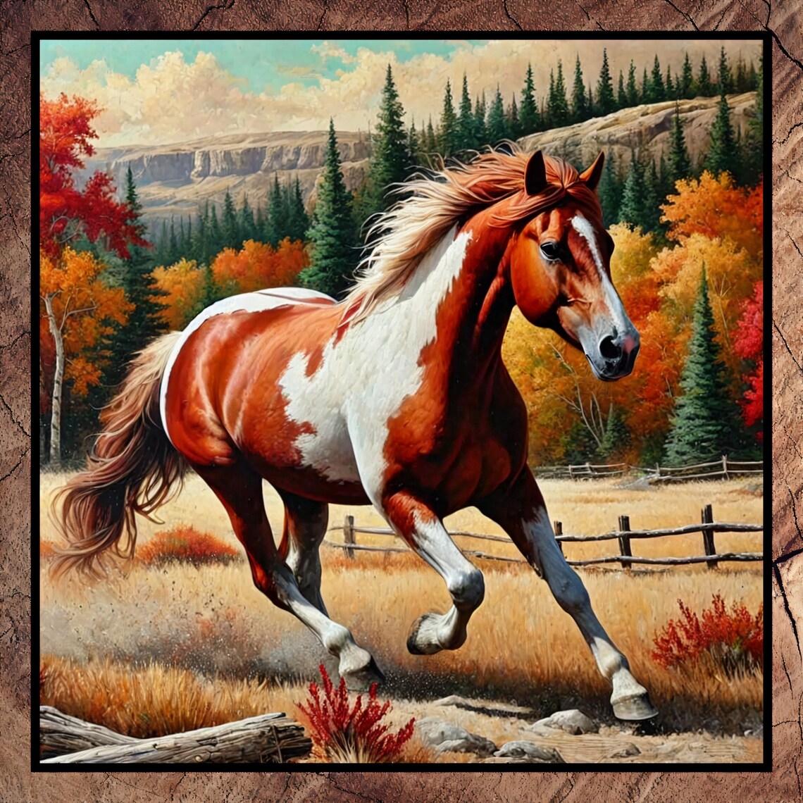 Pinto Paint Horse Decorative Tile, Rustic Western Art - Image 4
