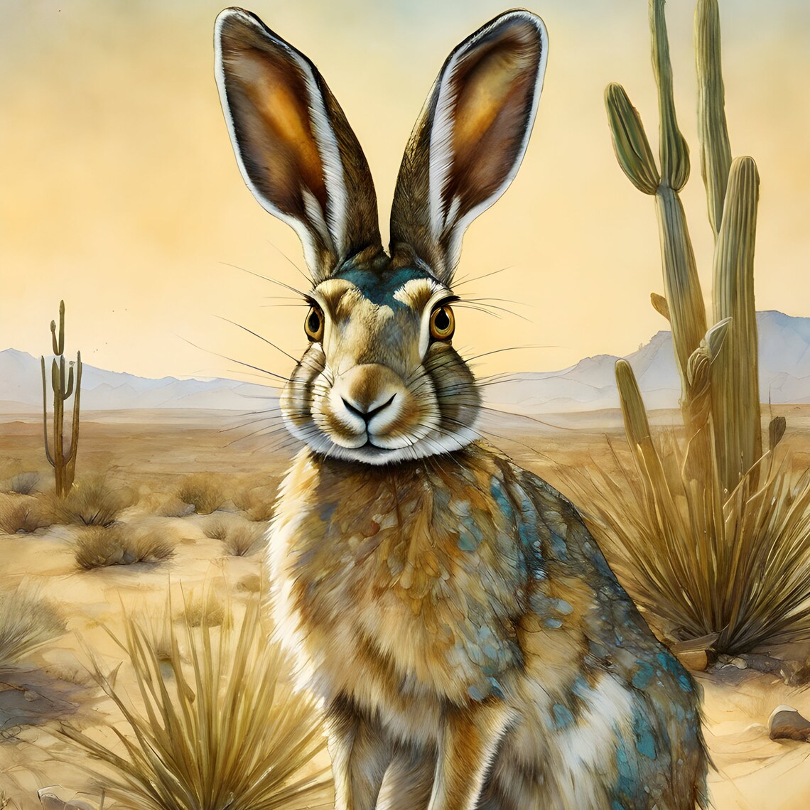 Desert Southwest Jackrabbit Art Print, Nature Decor - Image 4