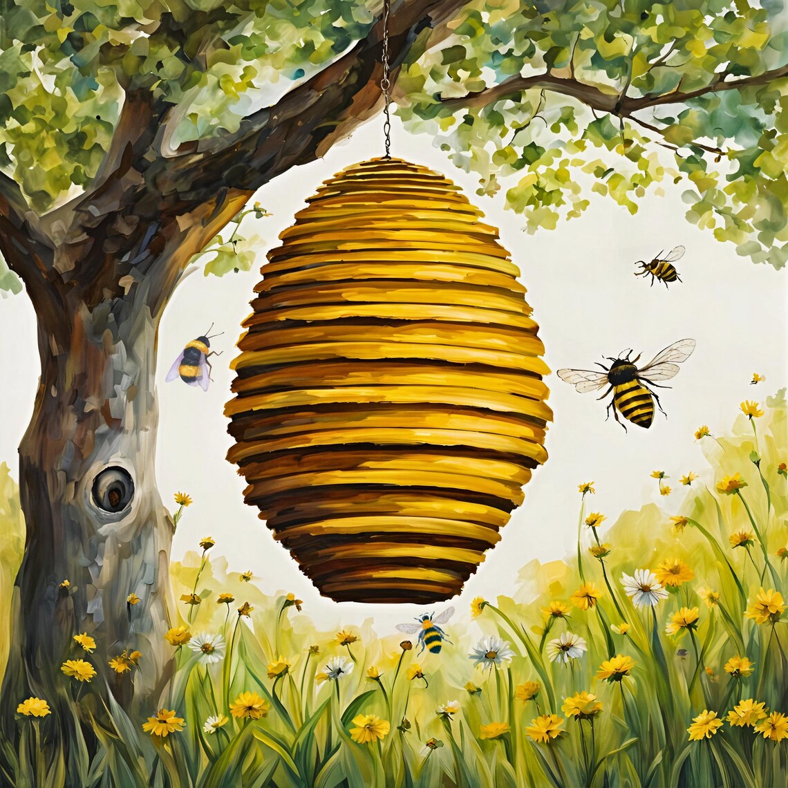 Whimsical Beehive Kitchen Decor Art Print, Honeybee - Image 4