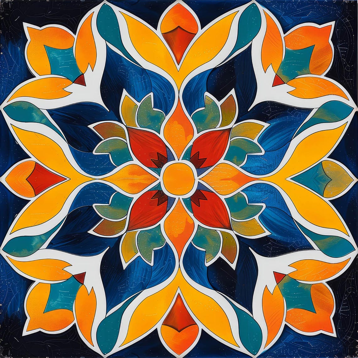 Handmade Moroccan Ceramic Tile Decorative Tile Backsplash Tile Spanish Influence Wall Art Geometric Kitchen Tile Boho Art Decor - Image 4