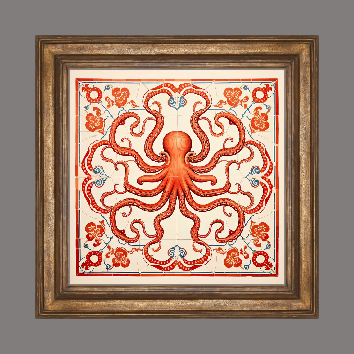 Deruta Octopus Wall Art Print, Italian Coastal Decor - Image 3