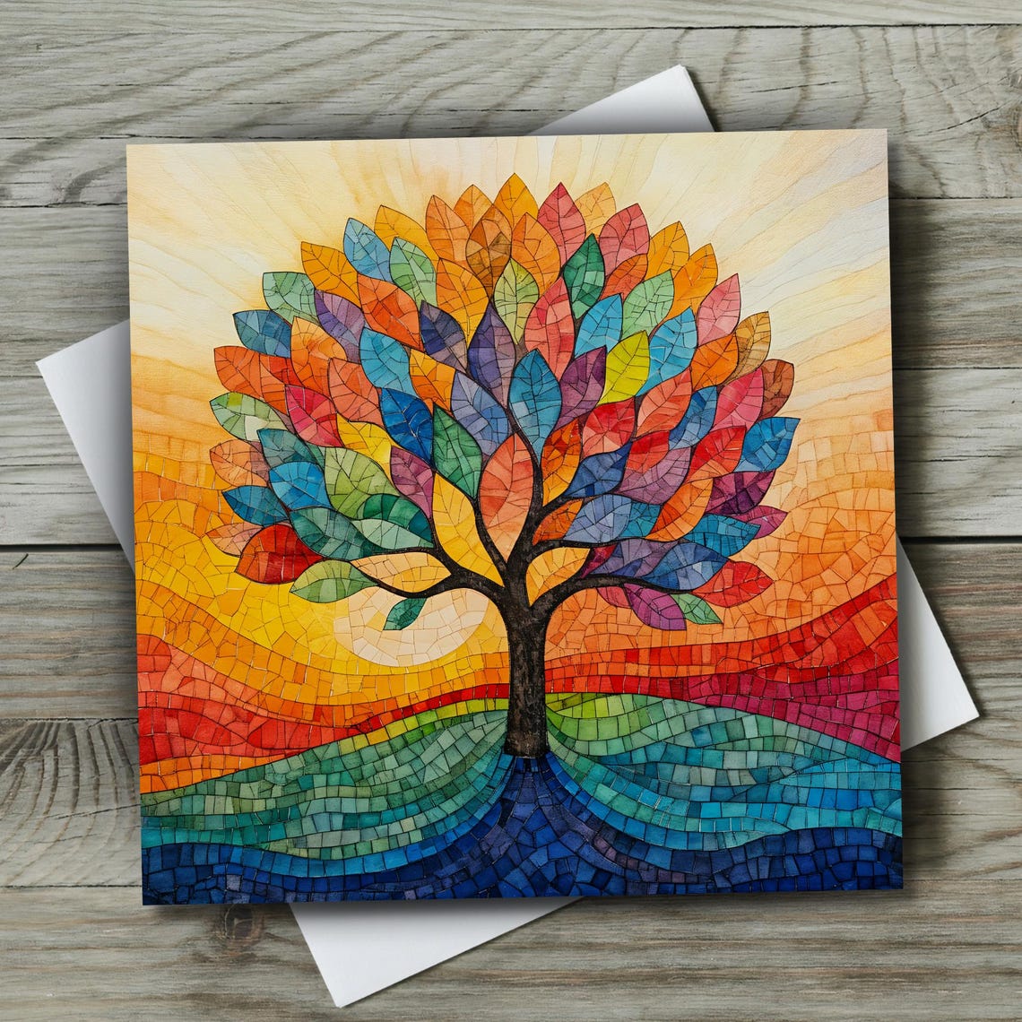 Mosaic Look Stained Glass Tree Ceramic Tile Decorative Tile Nature Tree Art Trivet Spoon Rest Option Unique Home Decor Gift Accent - Image 2