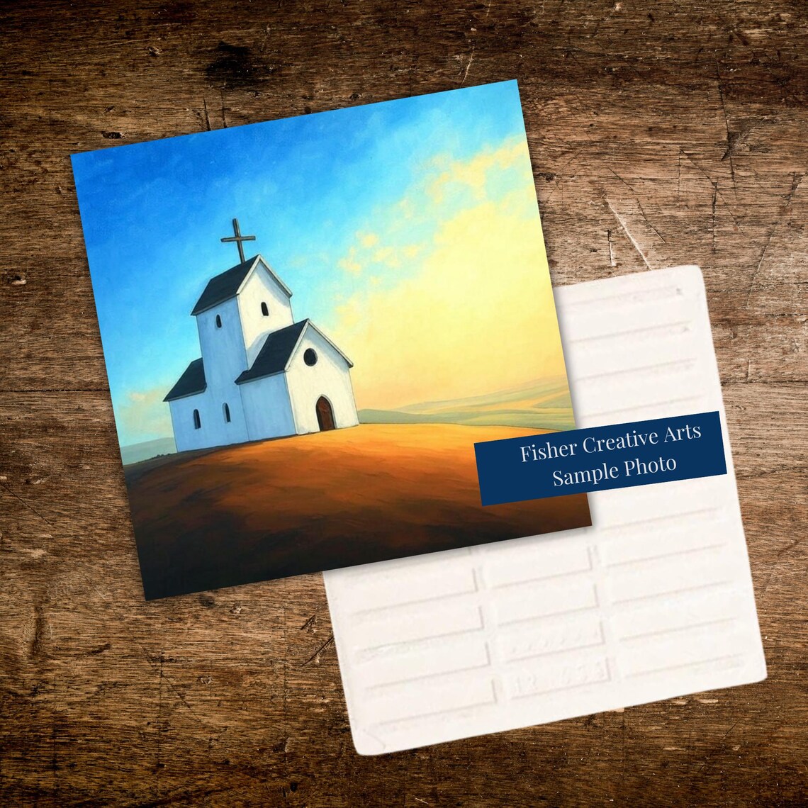 Little White Church on Golden Hill Glowing at Sunrise Wall Art - Image 3