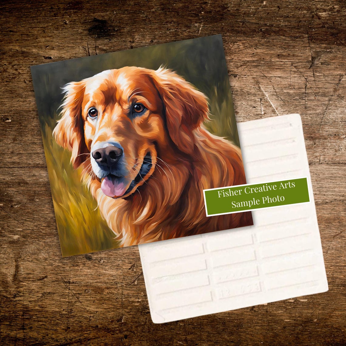 Red Golden Retriever Ceramic Tile Gift For Dog Lover Golden Retriever Painting Pet Portrait Art Pet Memorial Dog Oil Painting - Image 3