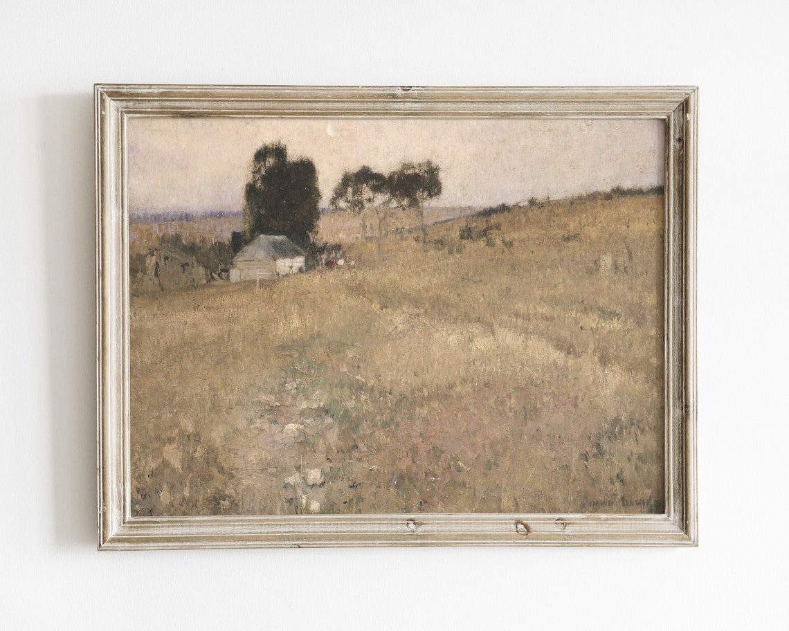 Neutral Abstract Landscape, Vintage Oil Painting Art Print