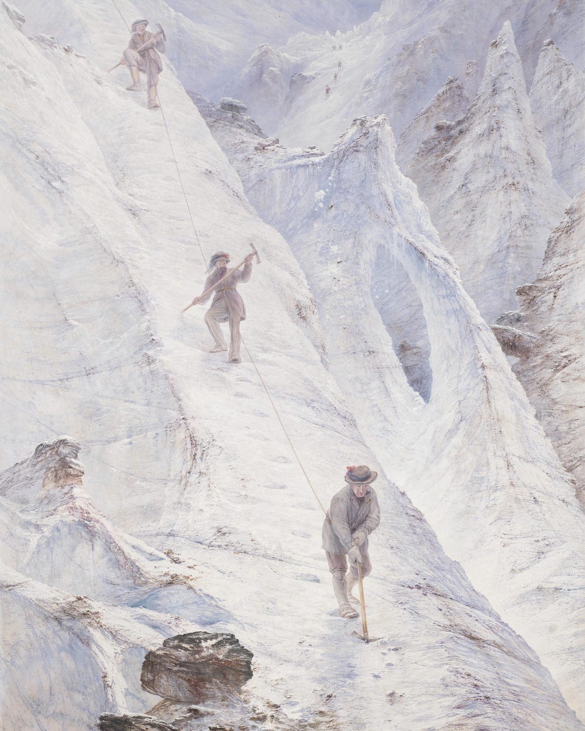 Vintage Winter Mountain Scene Snowy Mountain Landscape Painting Rustic Winter Decor For Home Cabin Wall Art - Image 3