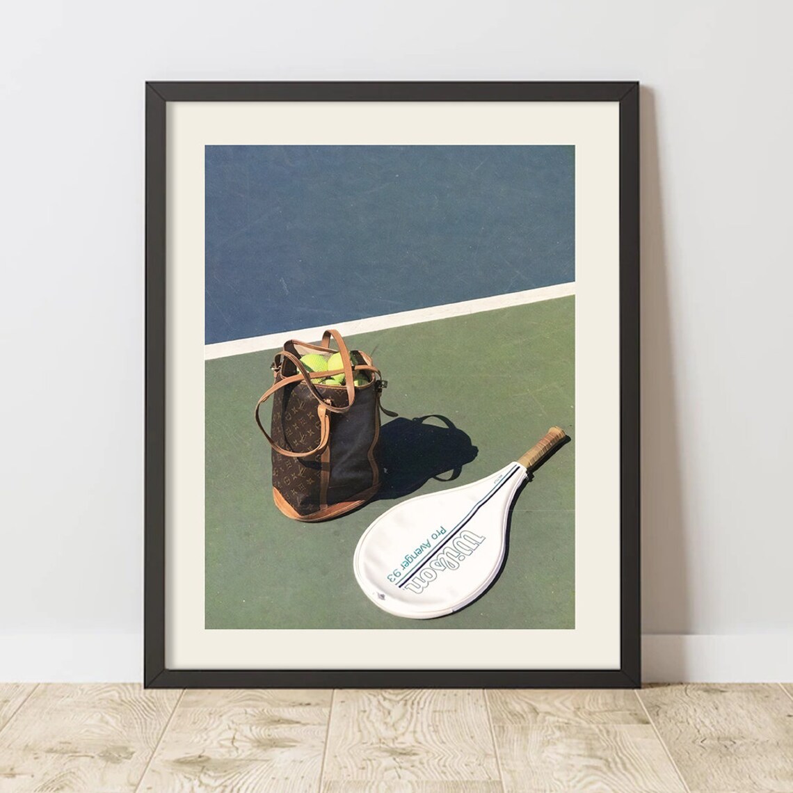 Match Point Tennis Court Racket Cover and Ball Bag Still Life Poster - Image 2