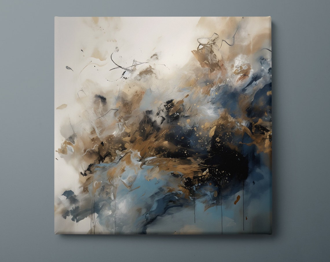 Light Blue Beige Abstract Wall Art Light Blue Beige Abstract Print Light Blue Beige Abstract Framed