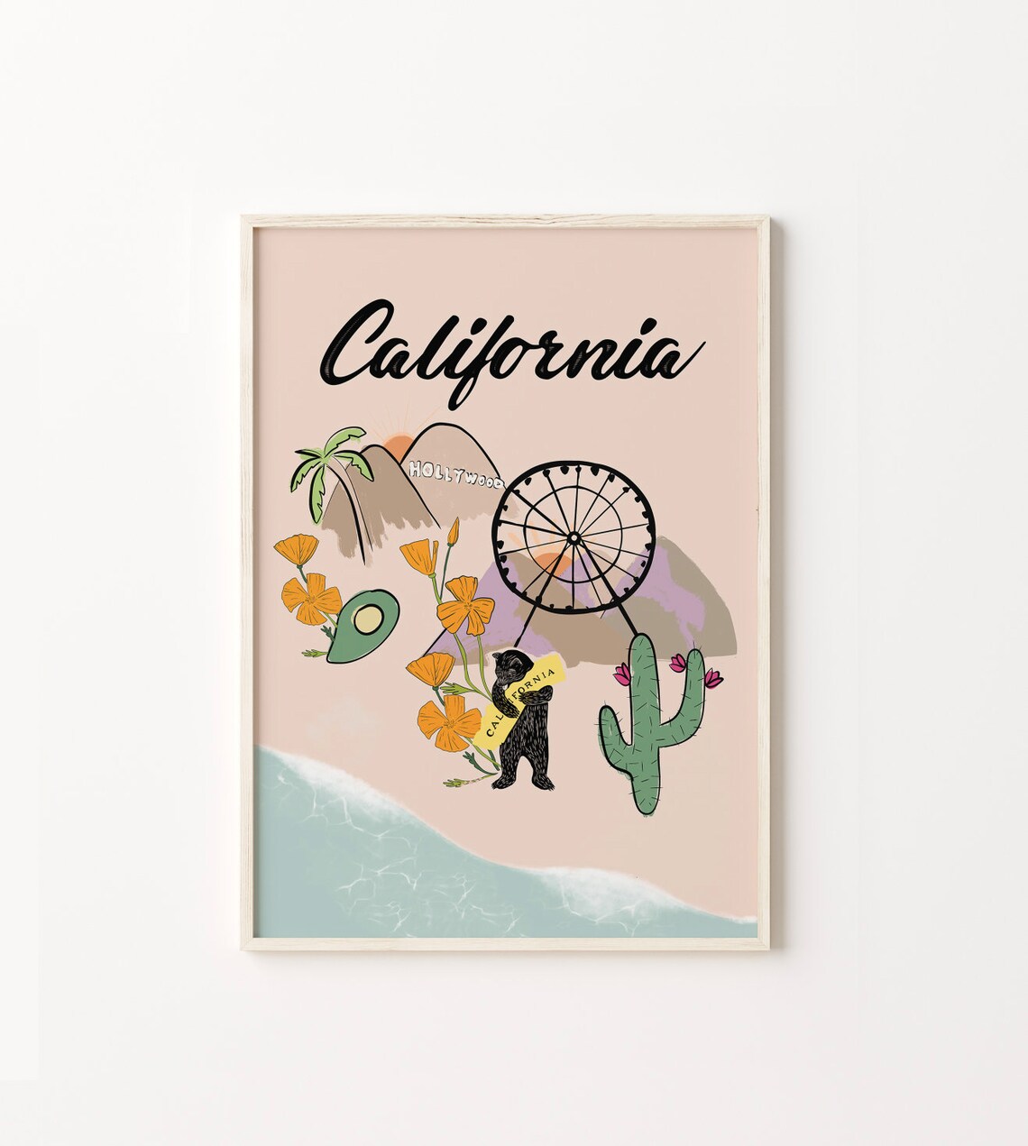 Chella Surf Poster, Ocean and Beach Decor